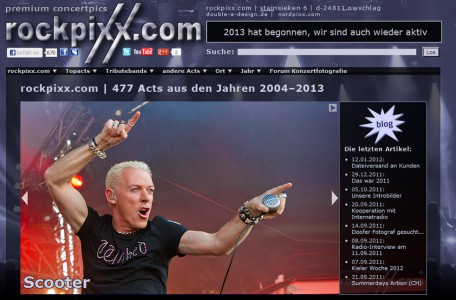 Screenshot rockpixx.com Ende 2009